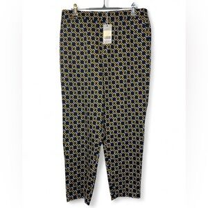 Boden Danby Women 8P Navy Gold Pull On‎ Chain Printed Capri Ankle Pants NEW